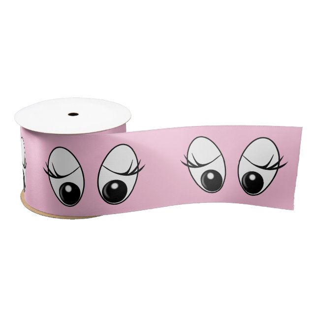 Pink Satin Ribbon spielerisch Neugierige Augen Satinband (Spule)