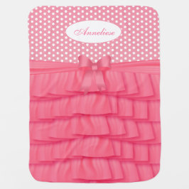Pink Satin Ruffles und Bow mit Polka Docks Babydecke
