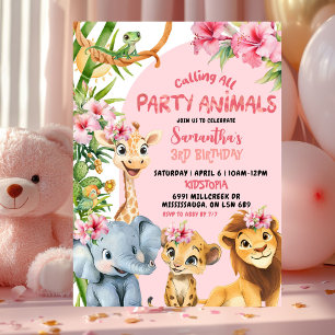 Pink Savannah Geburtstagseinladung für alle Party- Einladung