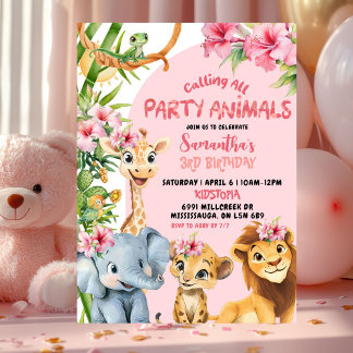 Pink Savannah Geburtstagseinladung für alle Party- Einladung