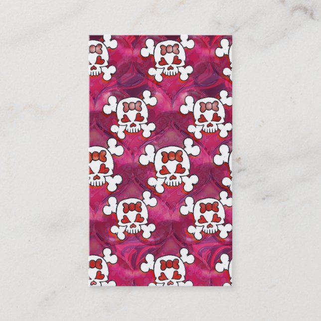 Pink-Schädel und Herzen Visitenkarte (Vorderseite)
