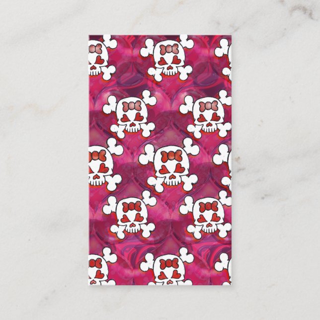 Pink-Schädel und Herzen Visitenkarte (Vorderseite)