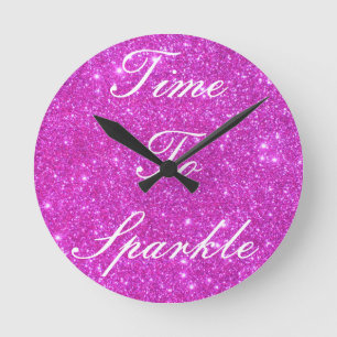 Pink-Schein Glittery CricketDiane Kunst Runde Wanduhr