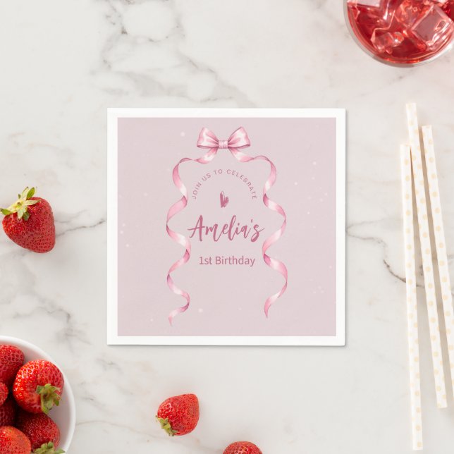 Pink Schleifchen Coquette Geburtstag  Serviette (Beispiel)