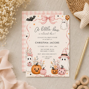 Pink Schleife Geist Oktober Halloween Baby Shower Einladung