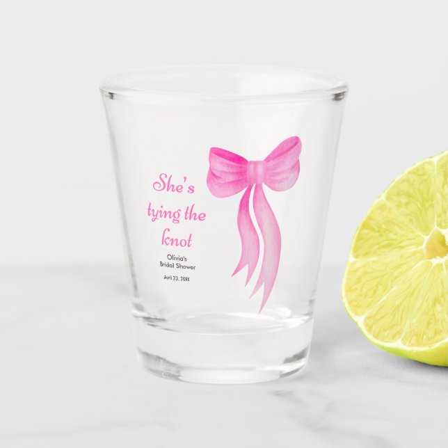 Pink Schleife - Hochzeitsdusche  Schnapsglas (Vorderseite)