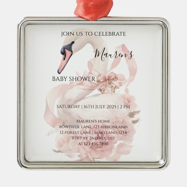 Pink Schleife Mädchen Baby Shower Ornament Aus Metall (Vorne)