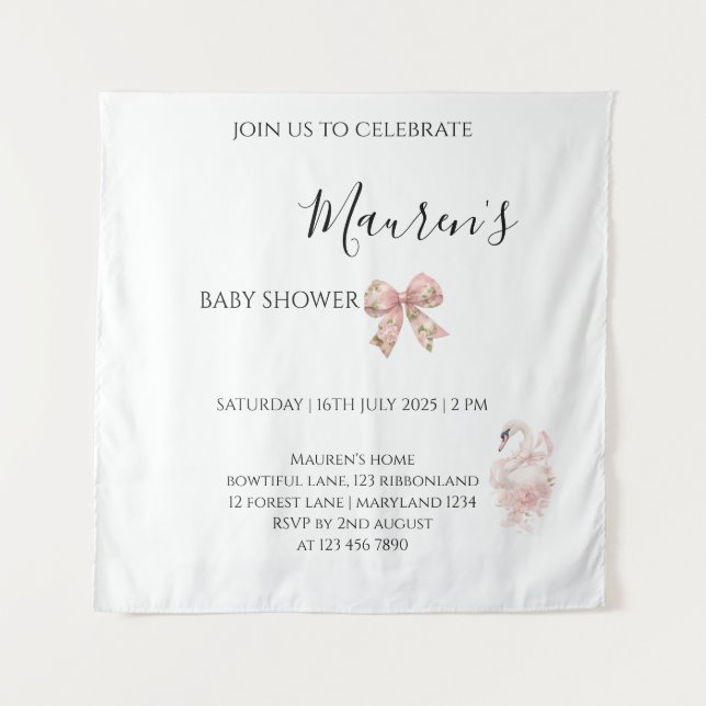 Pink Schleife Mädchen Baby Shower Wandteppich (Vorderseite)