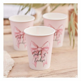 Pink Schleife Zwölfter Geburtstag  Pappbecher