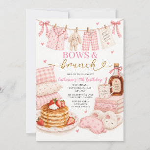 Pink Schleifen und Brunch Mädchen 10. Geburtstag Einladung