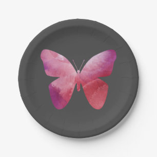 Pink-Schmetterling-Freiheit whimsissig Pappteller