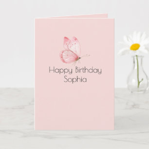 Pink-Schmetterlings-Geburtstag Karte