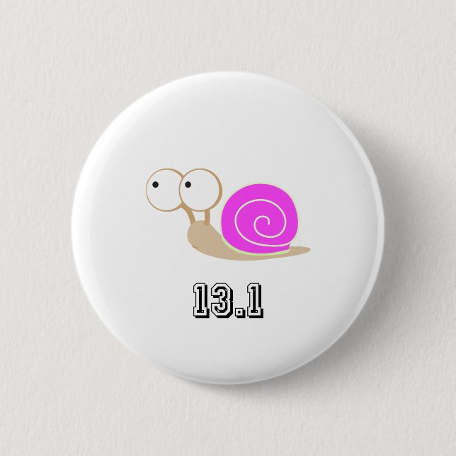Pink Schnecke 13.1 (Halbmarathon) Button (Vorderseite)