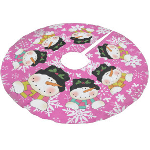 Pink-Schneeflocke-und Polyester Weihnachtsbaumdecke
