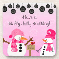 Pink-Schneemann-Untersetzer
