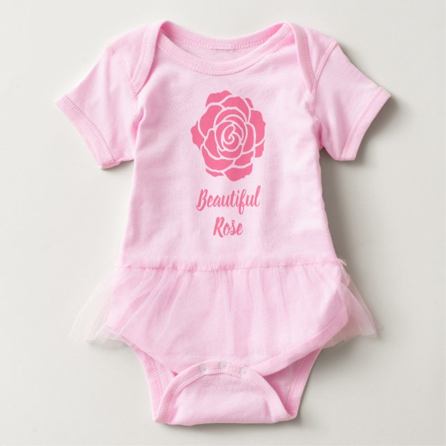 Pink Schöne Rose Baby Bodysuit Strampler (Vorderseite)