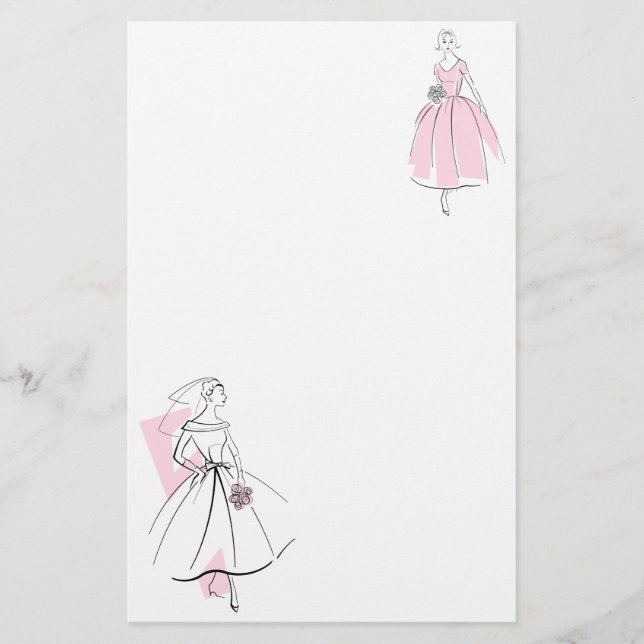 Pink-Schreibwaren der Fashion Bride Group Briefpapier (Vorderseite)