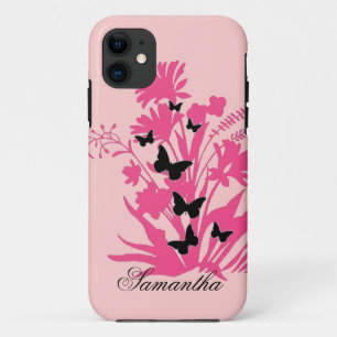 Pink, schwarz, Blütenschmetterling, individuell ei Case-Mate iPhone Hülle