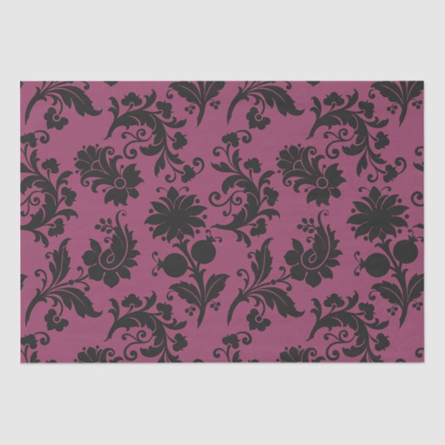 Pink-schwarz-gotische Blume Muster Halloween Seidenpapier (Vorderseite)