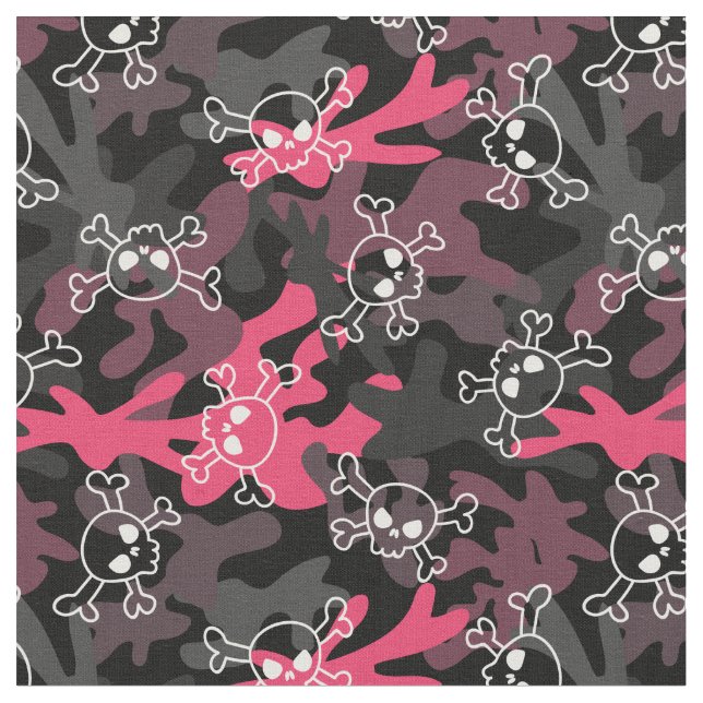 Pink Schwarz Graue Camouflage Muster Skulpturen Stoff (Nahaufnahme)