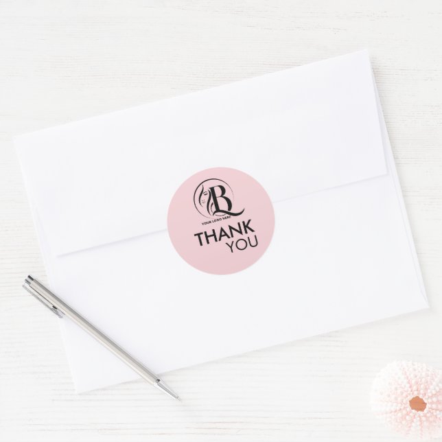 Pink Schwarz Ihr Logo Danke Runder Aufkleber (Umschlag)