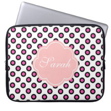 Pink-schwarz-Kreis-Polka-Punkte-Monogramm