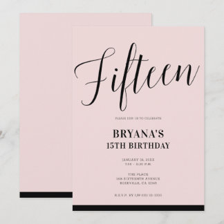 Pink & Schwarz Moderne Minimal Script 15 15 15. Einladung