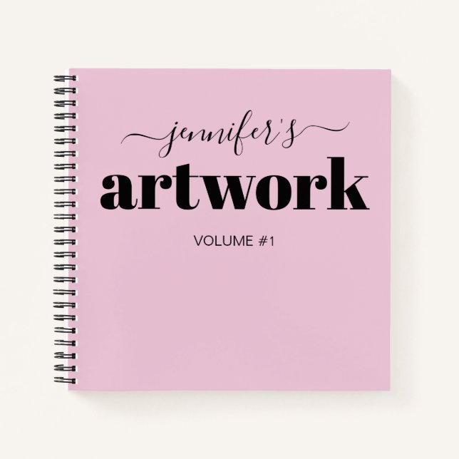 Pink Schwarz Personalisiert Sketchbook Ihr Name Notizbuch (Vorderseite)