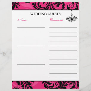 Pink Schwarz-weiß Chandelier Gästebuch