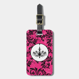 Pink Schwarz-weiß Chandelier Scroll Gepäck Gepäckanhänger