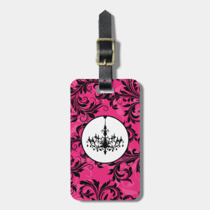 Pink Schwarz-weiß Chandelier Scroll Gepäck Gepäckanhänger