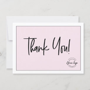 Pink Schwarz-weiß Company Logo Soziale Dankeschön Dankeskarte