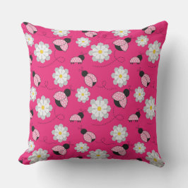 PINK SCHWARZ-WEISS LADYBUGS & WHITE DAISIES KISSEN