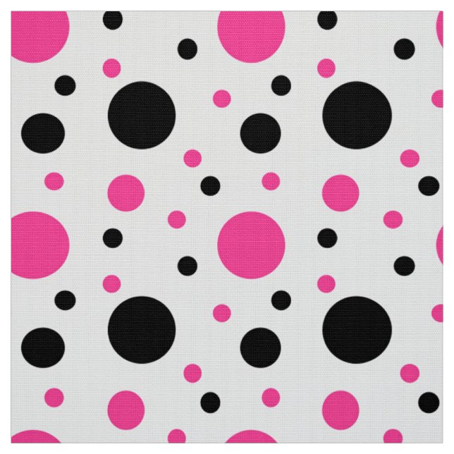 Pink Schwarz-weiß Polka Dots Stoff (Muster)