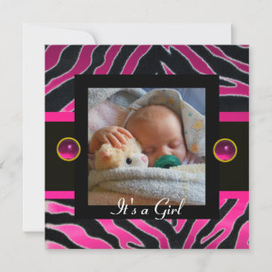 PINK SCHWARZ-WEISSE ZEBRA FUR Monogramm-Fotovorlag Einladung