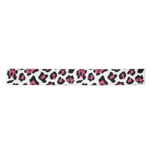 Pink-schwarzer Leopard-Tierdruck-Muster Satinband