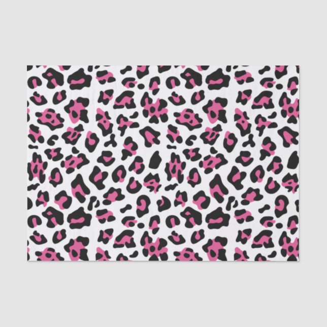 Pink-schwarzer Leopard-Tierdruck-Muster Seidenpapier (Vorderseite)
