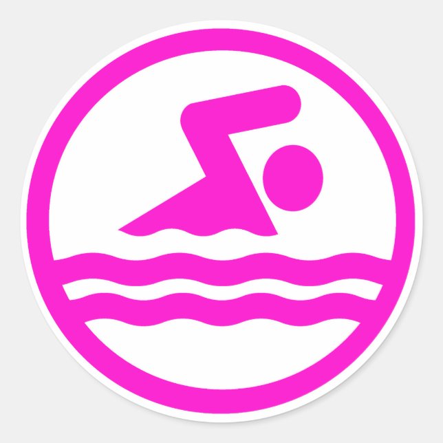 Pink Schwimmen & Tauchen Schwimmpfeife Runder Aufkleber (Vorderseite)