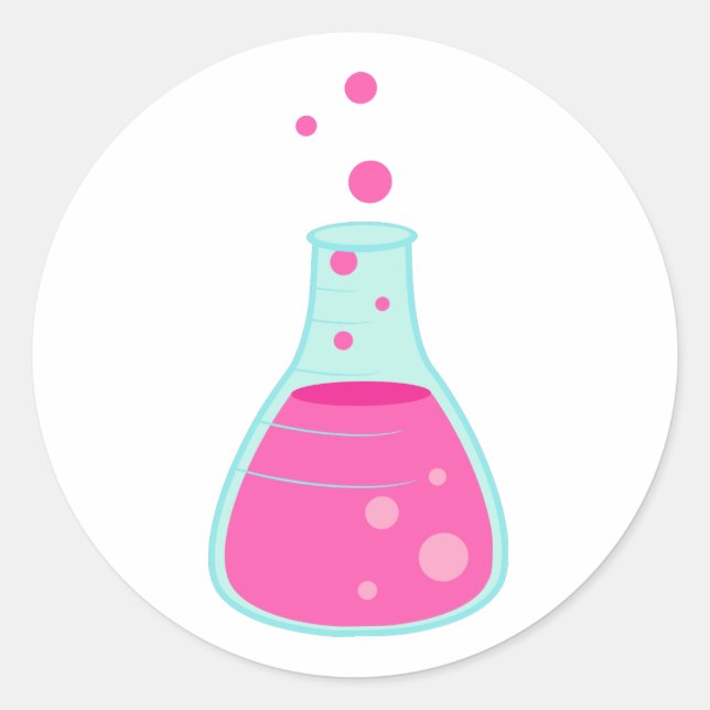 Pink Science Beaker Runder Aufkleber (Vorderseite)