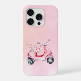 Pink Scooter Floral Phone Case iPhone 15 Pro Hülle