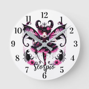 Pink Scorpion Astrologie Sternzeichen Skorpion Runde Wanduhr