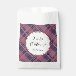 Pink Scottish Lady Tartan Pattern Merry Christmas Geschenktütchen