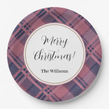 Pink Scottish Lady Tartan Pattern Merry Christmas