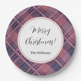 Pink Scottish Lady Tartan Pattern Merry Christmas Pappteller