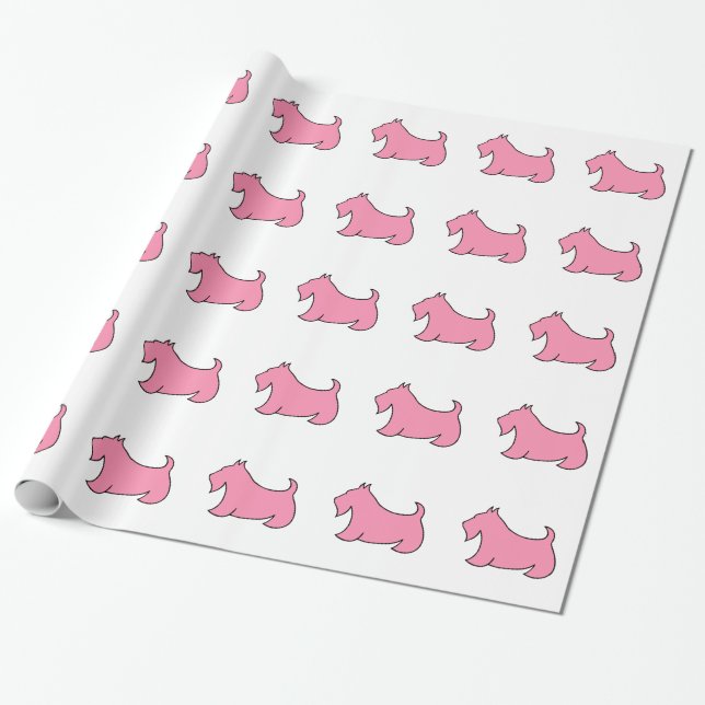 Pink Scottish Terrier Wrapping Paper Geschenkpapier (Ungerollt)