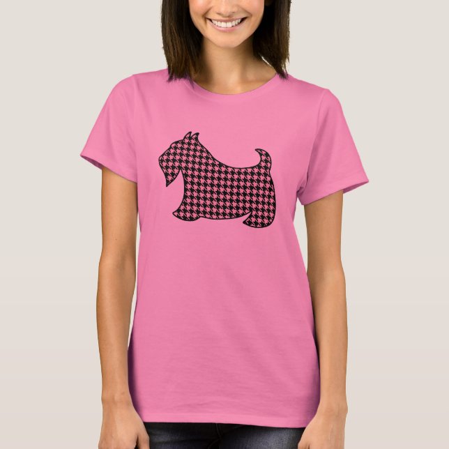 Pink Scotty Dog Scottish Terrier T - Shirt Top (Vorderseite)