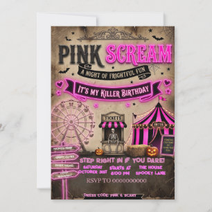 Pink Scream Halloween Geburtstag Einladung