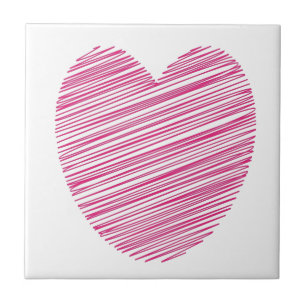 Pink Scribble Heart Fliese