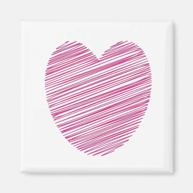 Pink Scribble Heart Magnet (Vorne)