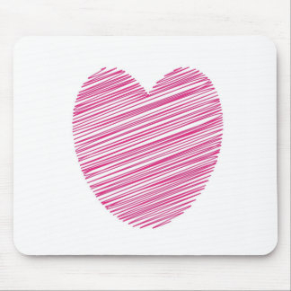 Pink Scribble Heart Mousepad